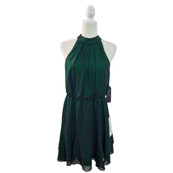 Adrianna Papell Women's Sleeveless Halter Neck Dress Green Party Cocktail Sz 8 - Picture 5 of 9
